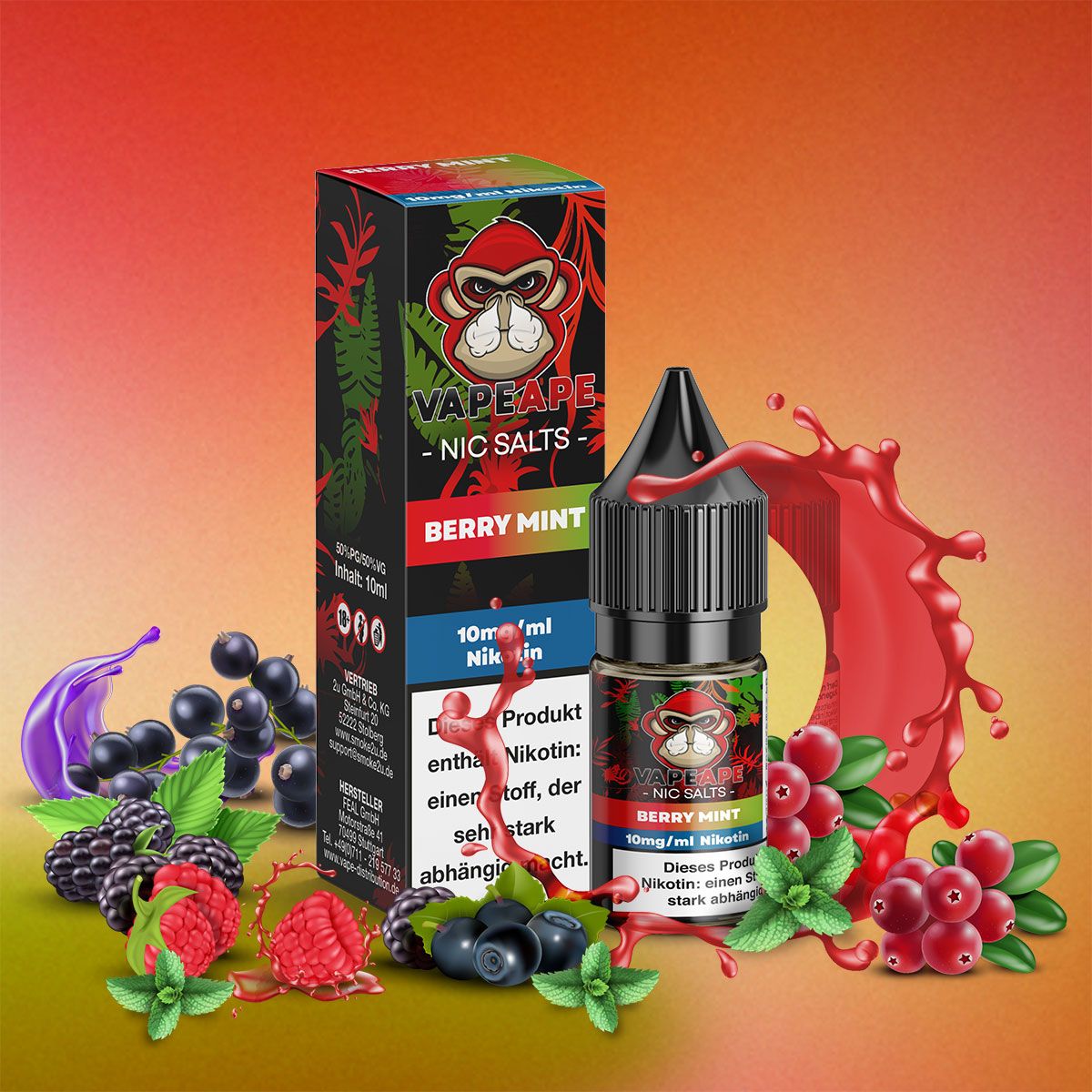 VapeApe Liquid 10ml - Berry Mint - 10mg - ShishaBaba