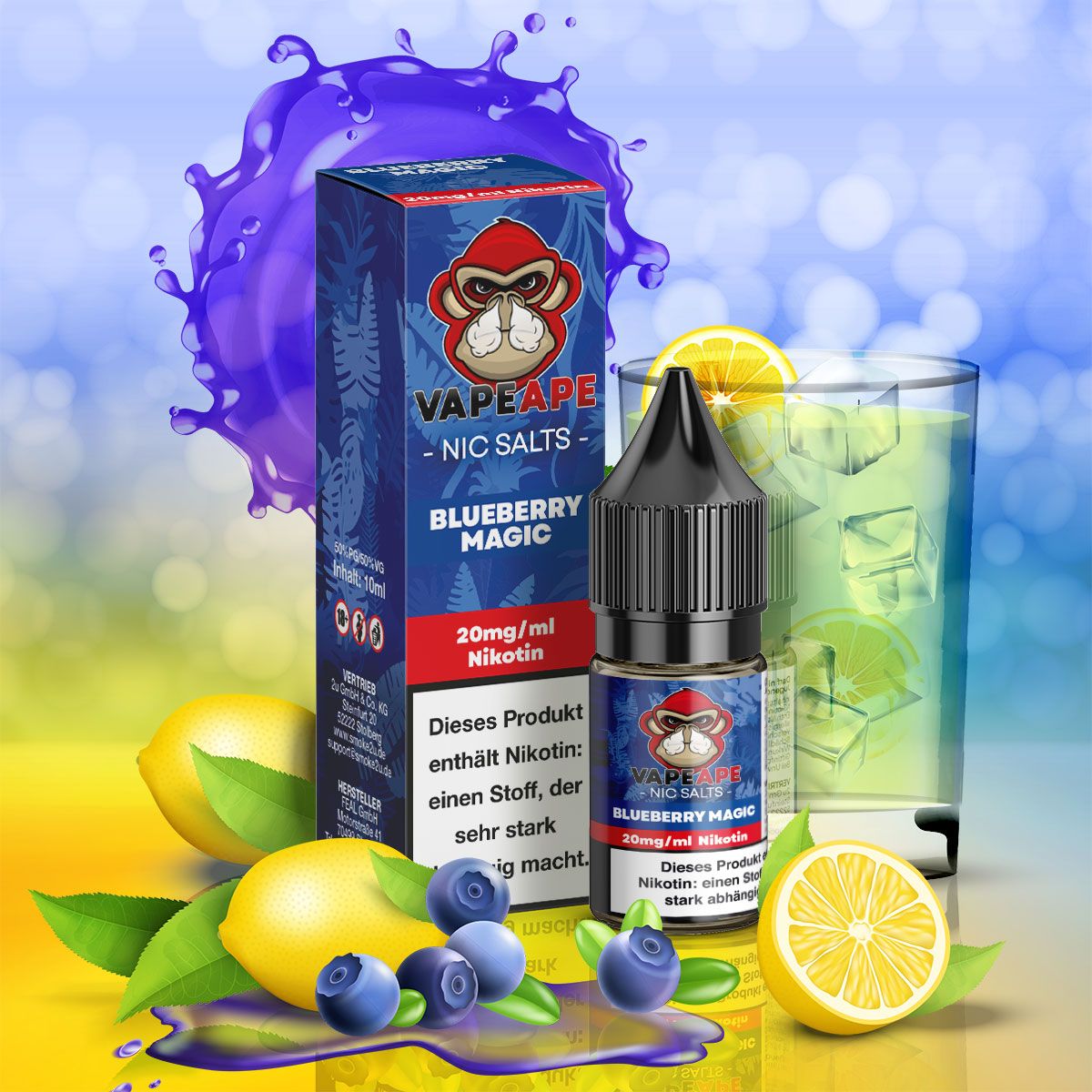 VapeApe Liquid 10ml - Blueberry Magic - 20mg - ShishaBaba