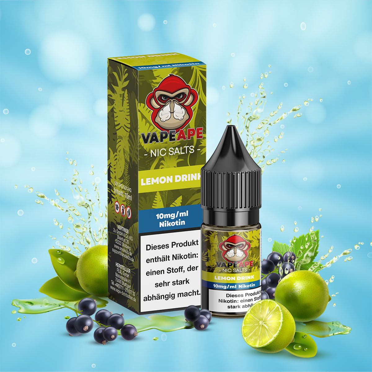 VapeApe Liquid 10ml - Lemon Drink - 10mg - ShishaBaba
