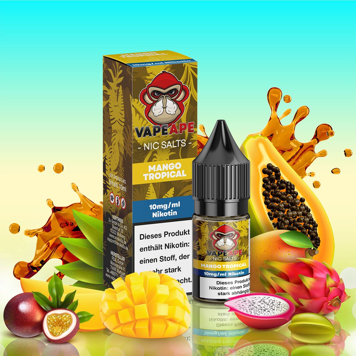 VapeApe Liquid 10ml - Mango Tropical - 10mg - ShishaBaba