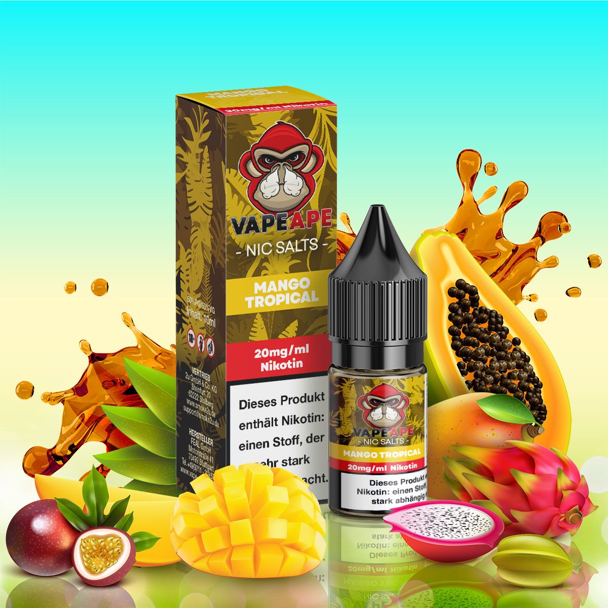 VapeApe Liquid 10ml - Mango Tropical - 20mg - ShishaBaba