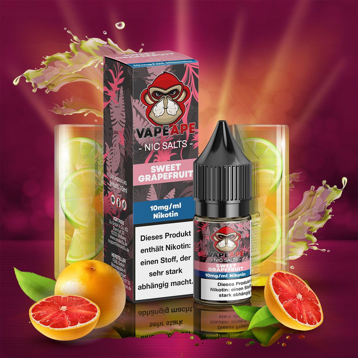 VapeApe Liquid 10ml - Sweet Grapefruit - 10mg - ShishaBaba