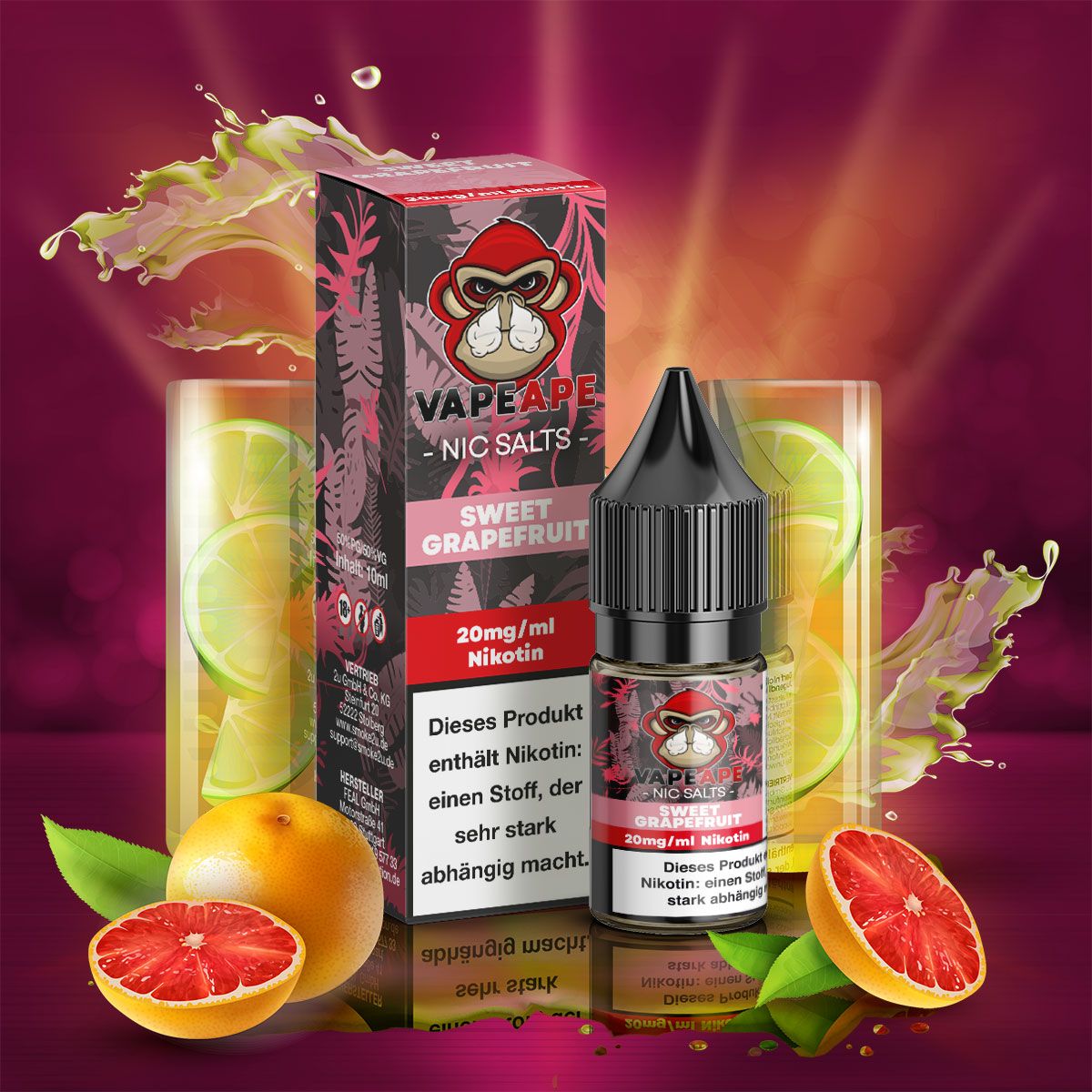 VapeApe Liquid 10ml - Sweet Grapefruit - 20mg - ShishaBaba