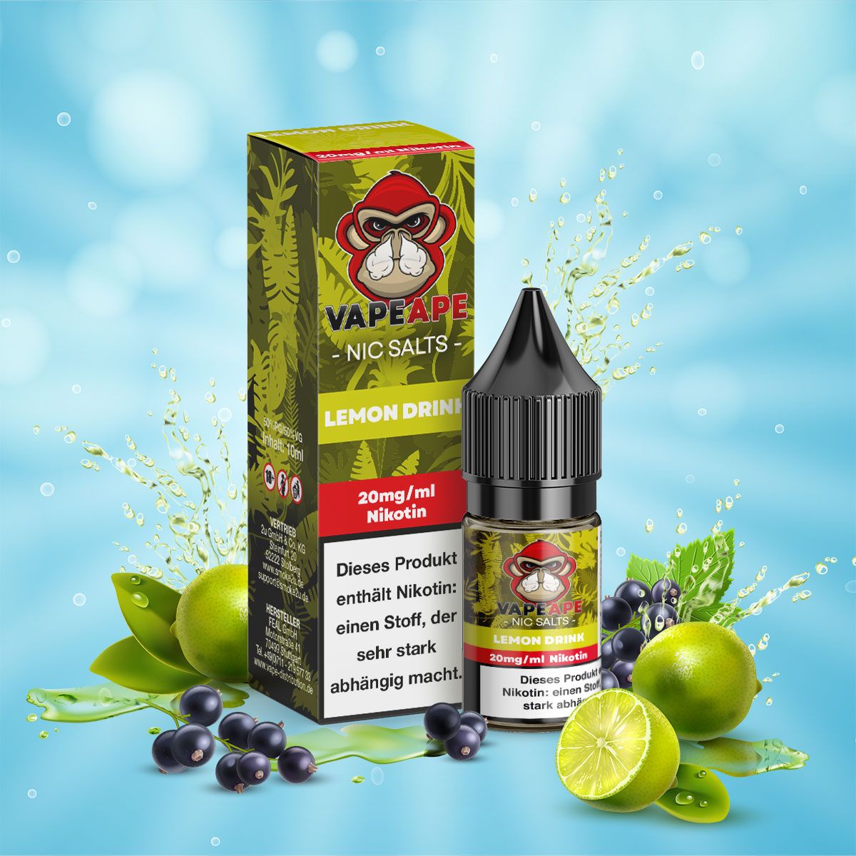 VapeApe Liquid 10ml - Lemon Drink - 20mg - ShishaBaba